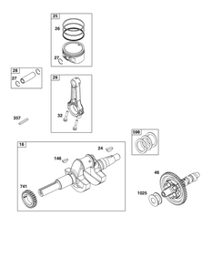 Crankshaft Group Diagram and Parts List for 356447-0639-G1 200000 - 399999 Briggs and Stratton Engine